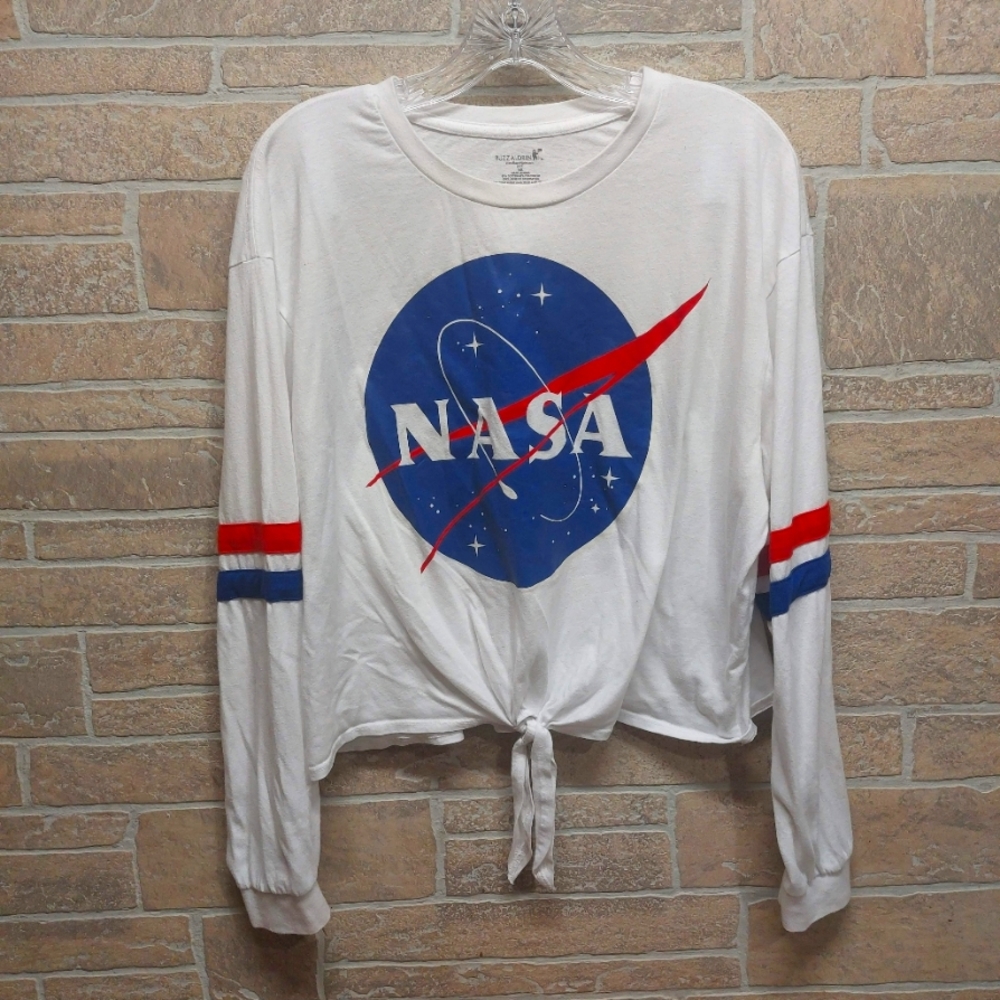 BuzzAldrin Nasa Tie Cropped long sleeve t-shirt size 3X